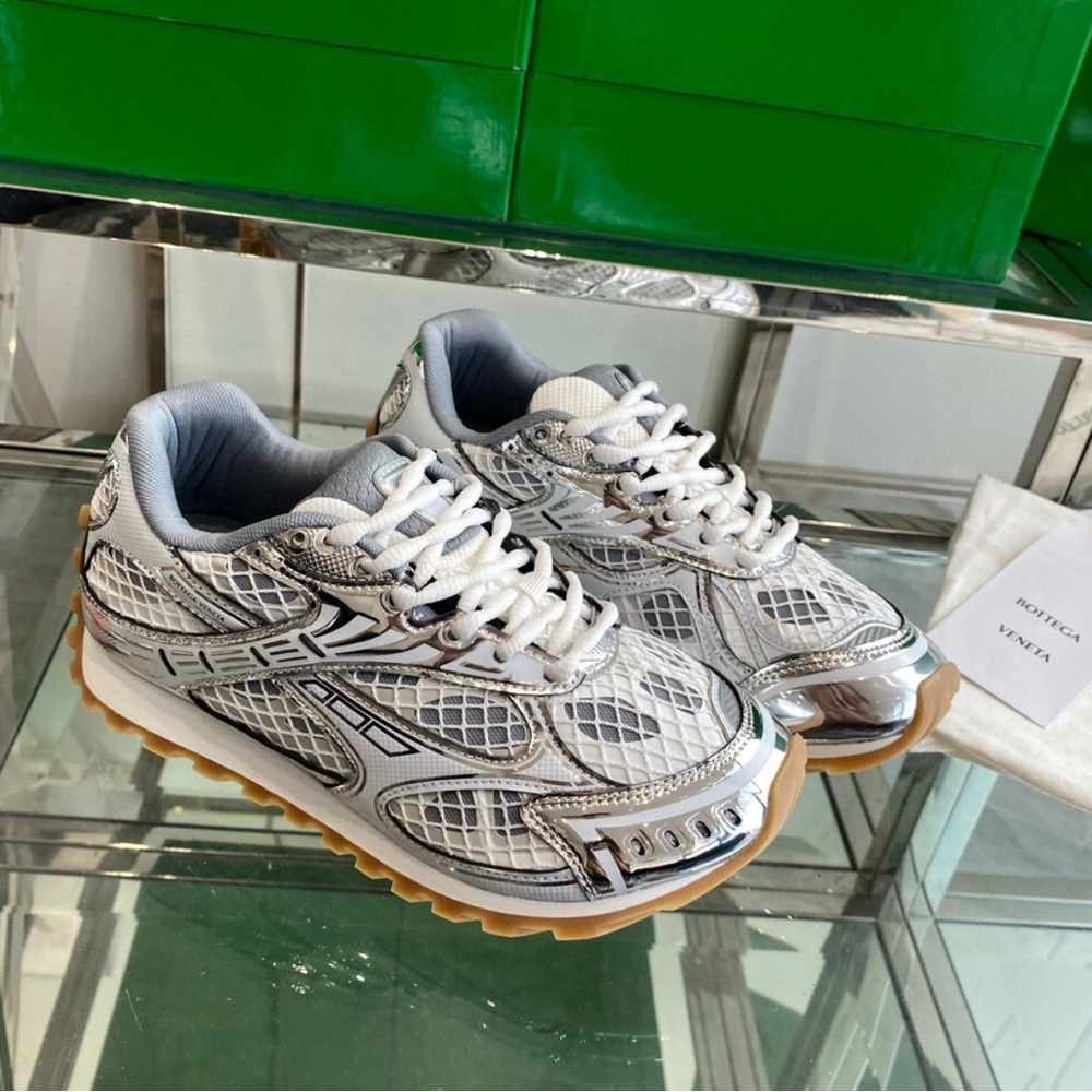 Bottega Veneta Metallic Silver Sneakers